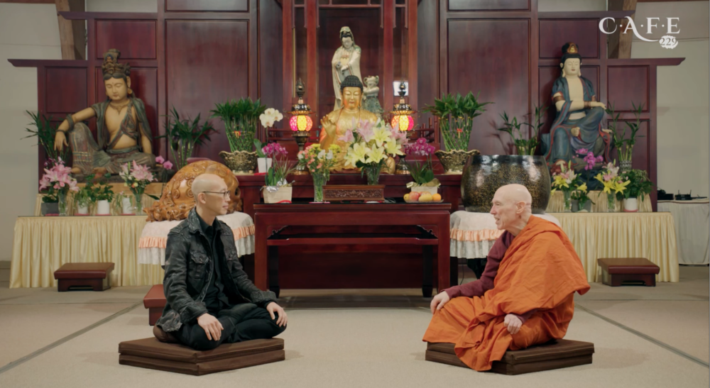 Peter Lin, the host of C.A.F.E. 229, interviews BGR’s chairperson, Venerable Bhikkhu Bodhi, at Chuang Yen Monastery